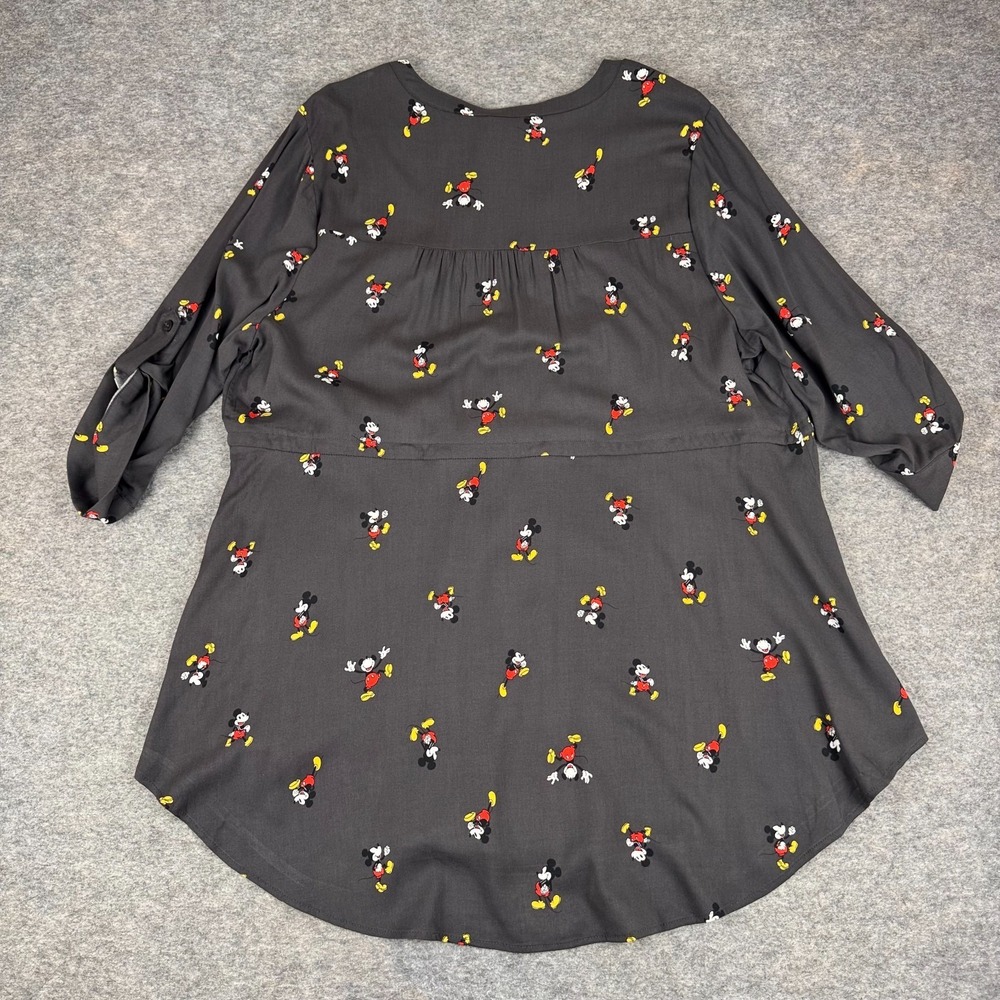 TORRID x Disney 4D Mickey Mouse AOP Zip Front Tunic Blouse Gray Womens 2X - Picture 9 of 12